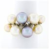 Image 1 : 18k White Gold White Beige Light Gray Pearl Wide Band Cluster Cocktail Ring Sz 7