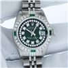 Image 2 : Rolex Ladies Stainless Steel Green Emerald & Diamond Datejust Wristwatch 26MM Wi