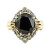 Image 2 : 5.75 ctw Oval Brilliant Onyx And Diamond Ring - 14KT Yellow And White Gold