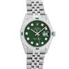 Image 2 : Rolex Mens Stainless Steel Diamond Lugs Green Diamond & Emerald Datejust Wristwa