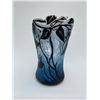 Image 2 : Santana Art Glass sculpted Floral Vase in shades of blue