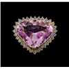 Image 2 : 14KT Yellow Gold GIA Certified 18.42 ctw Kunzite and Diamond Ring