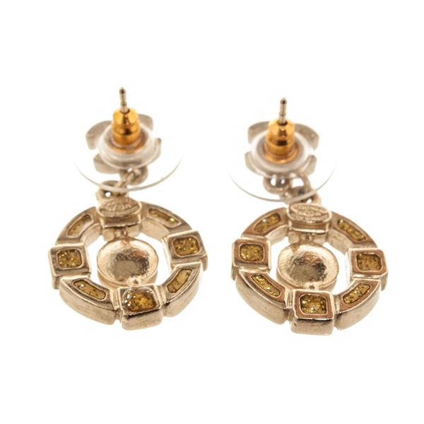 Chanel Gold Round Pearl CC Earring