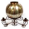Image 1 : Copper Bowl on Hand Wrought Candleholder Stand