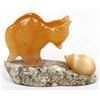 Image 7 : Vintage Gypsum Selenite Fox & Hedgehog Carving