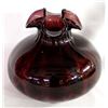 Image 1 : Hand Blown Glass Ruffled Rim Vase