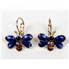 Image 1 : Blue Enamel Bee Leverback Earrings