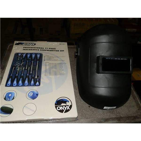 Welding Helmet & 11pc Screwdriver Set