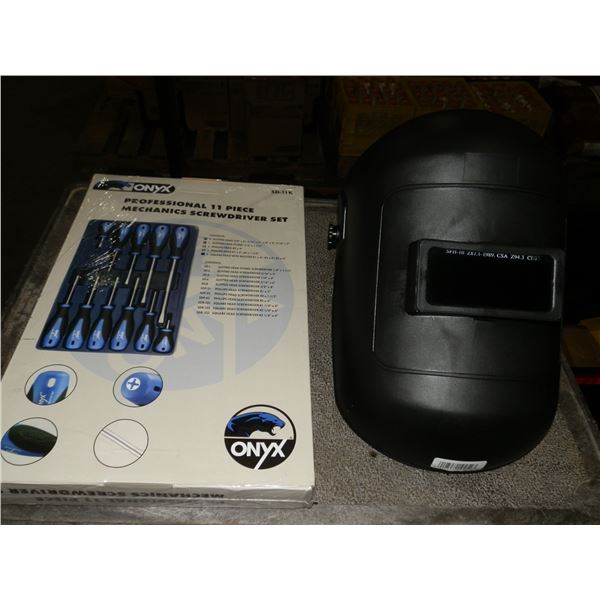 Welding Helmet & 11pc Screwdriver Set