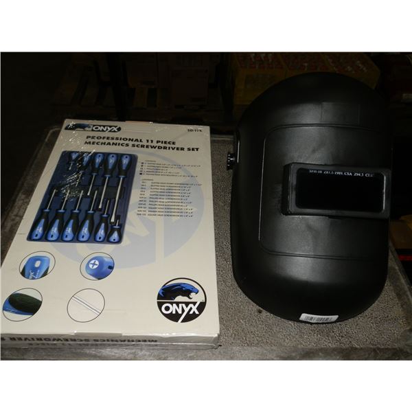 Welding Helmet & 11pc Screwdriver Set