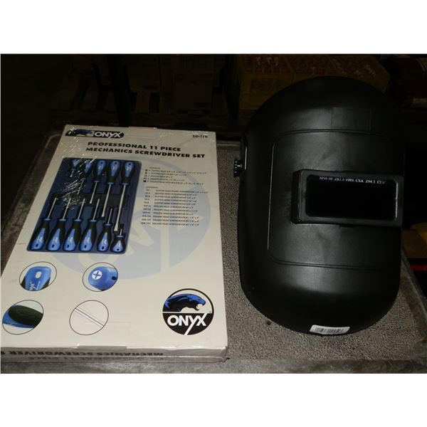 Welding Helmet & 11pc Screwdriver Set