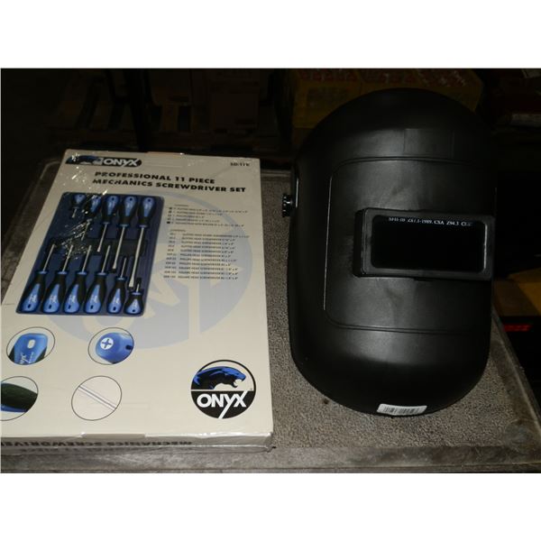 Welding Helmet & 11pc Screwdriver Set