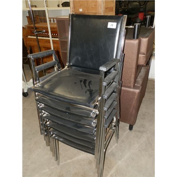 7 Black Stacking Chairs