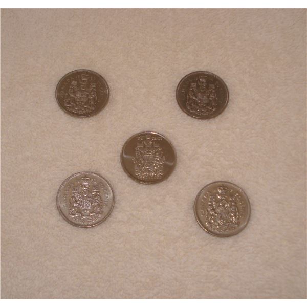 5-50 cent pieces 1968,1969,1973,1974 1952-2002