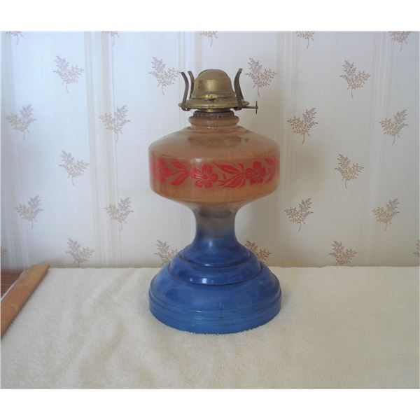 vintage blue oil lamp