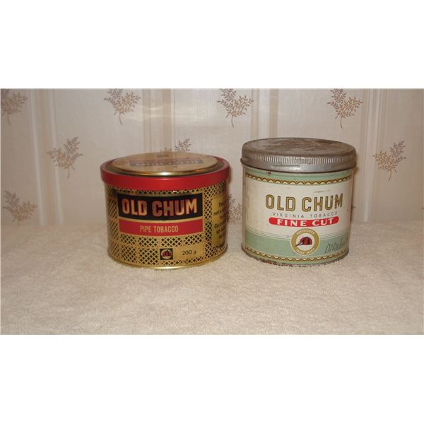 pair Old Chum Tobacco Tins