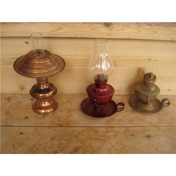 3 small oil lamps