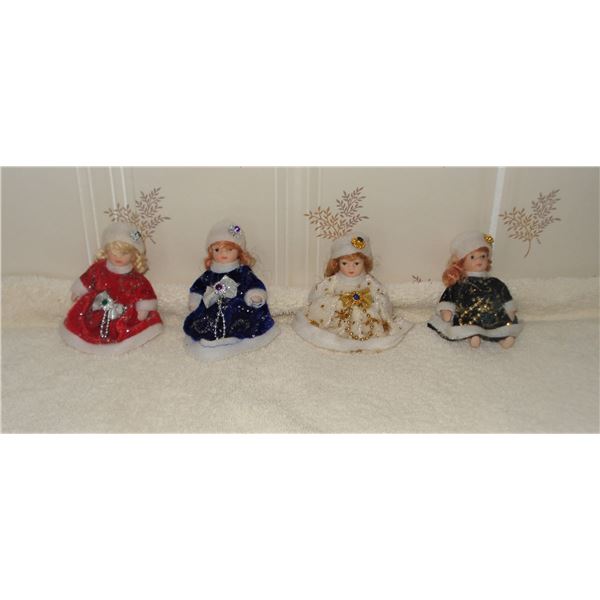 Set of 4 Miniature Xmas Dolls