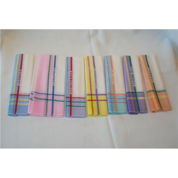 Vintage set of Days of the Week Hankies
