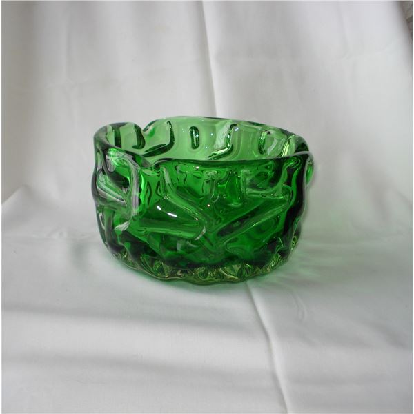 heavy green glass bowl