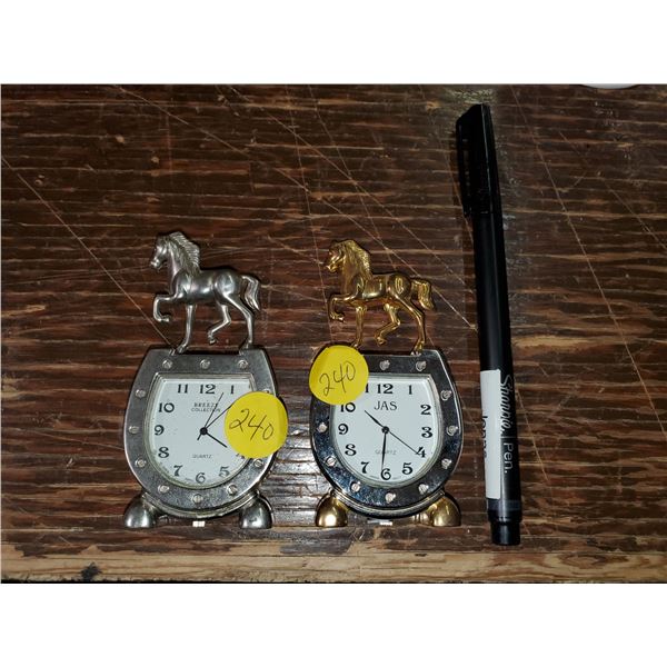 pair of small horse clocks