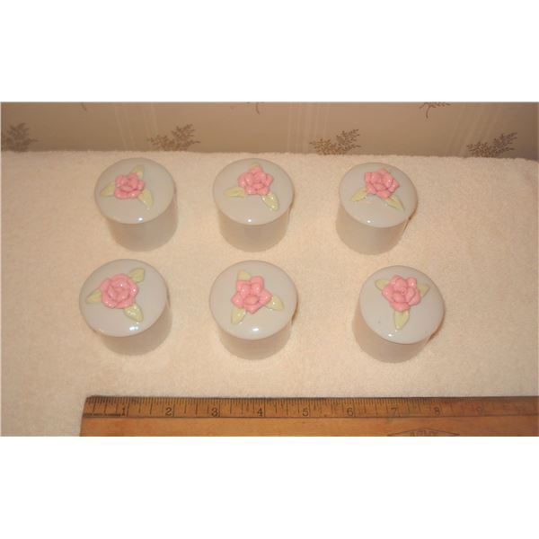 6 small glass ring boxes