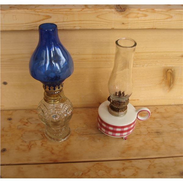 Pair small oil lamps