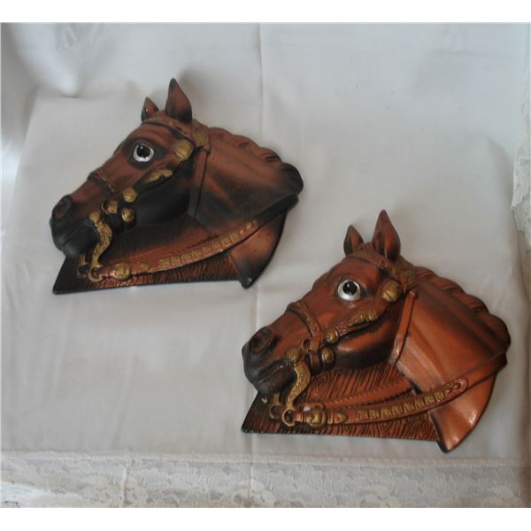Pair of Chalkware Horse Heads