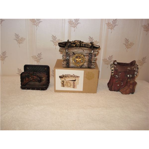 Resin Western Trinket Box, Card Holder/Pen holder