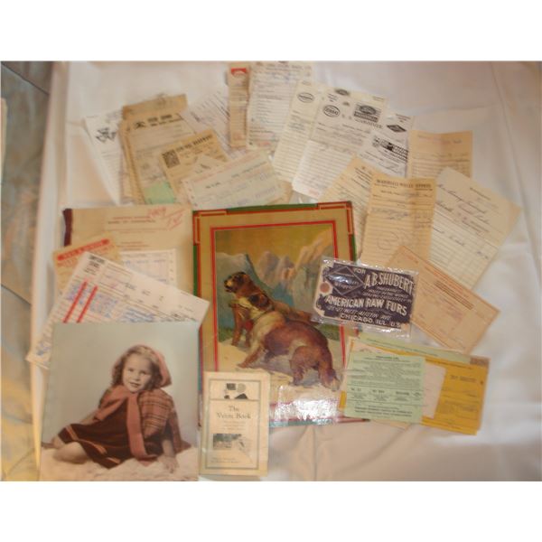 Assorted Paper Items  Receipts etc.