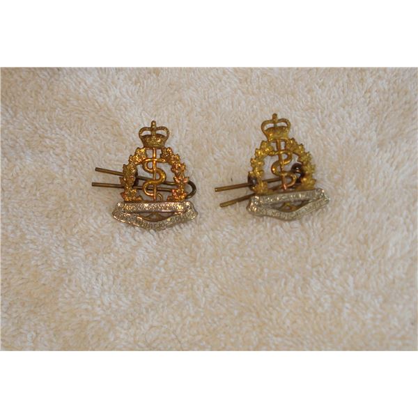pair. Royal Canadian Army Medical Corp Pins