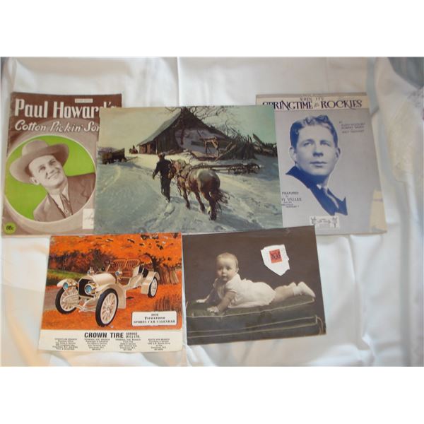 Assorted Paper Lot  music sheets, winter print etc.