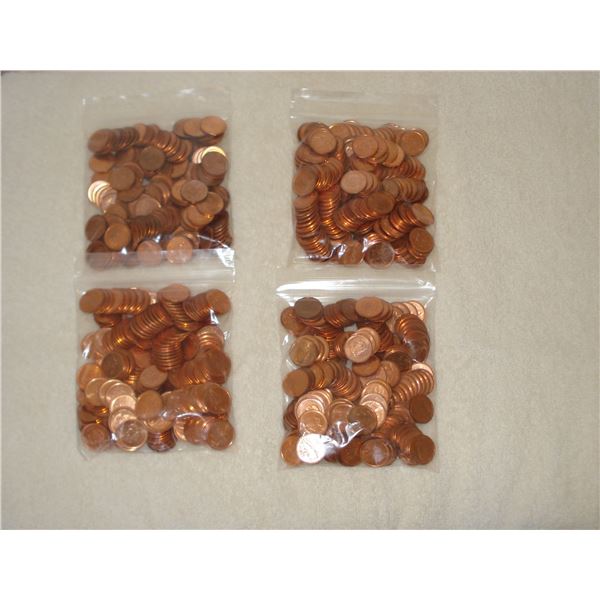 4 bags of 1Lb (approx.) Pennies  nice condition