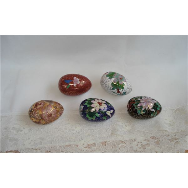 Lot of 5 Enameled Eggs