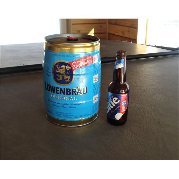 Labatt Blue Jays Collectible Beer Bottle and Large Lowenbrau can