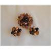 Image 1 : Vintage Bead Brooch and Earring set  Filigree back