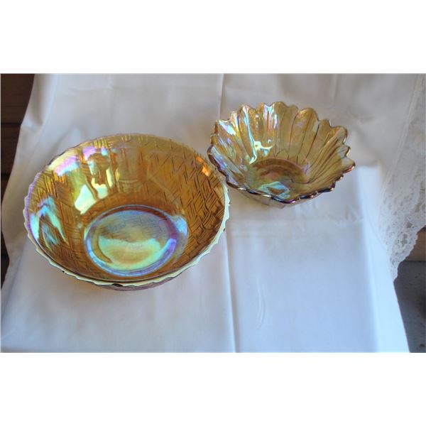 pair Carnival bowls 1970,s  large bowl has small rim chip