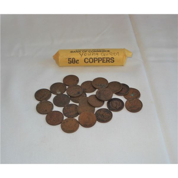 King George Pennies and Roll Young Queen Pennies