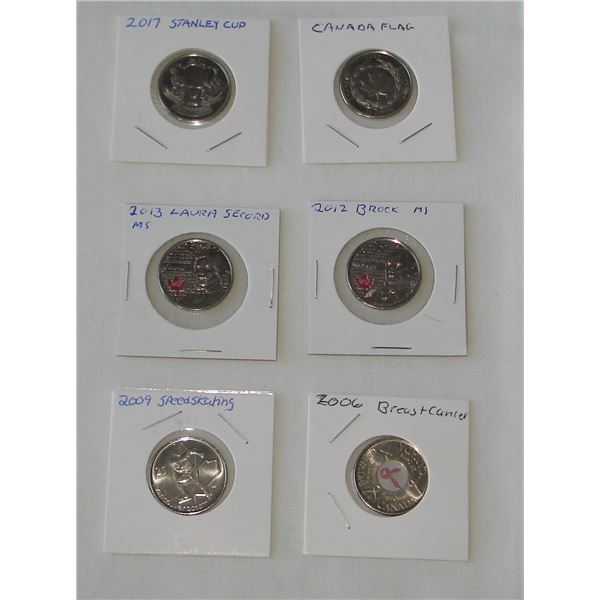 6 Collectible Canadian Quarters