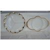 Image 1 : Pair of Gold Trimmed Milk Glass Serving Trays   Oval one is Fire King