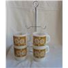 Image 1 : Set of 4 Fire King Mugs with Stand