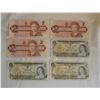 Image 1 : 3-one dollar bills    3-two dollar bills.  Circulated