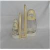 Image 1 : Mid Century Glass Salt and Pepper set with plastic server