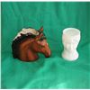 Image 1 : pair head vases, milk glass, equine