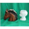 Image 2 : pair head vases, milk glass, equine