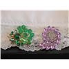 Image 1 : Pair of glass brooches mint and lavender