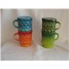Image 1 : 4 Fire King Diamond Mugs  Green ,Blue Orange
