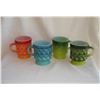 Image 2 : 4 Fire King Diamond Mugs  Green ,Blue Orange