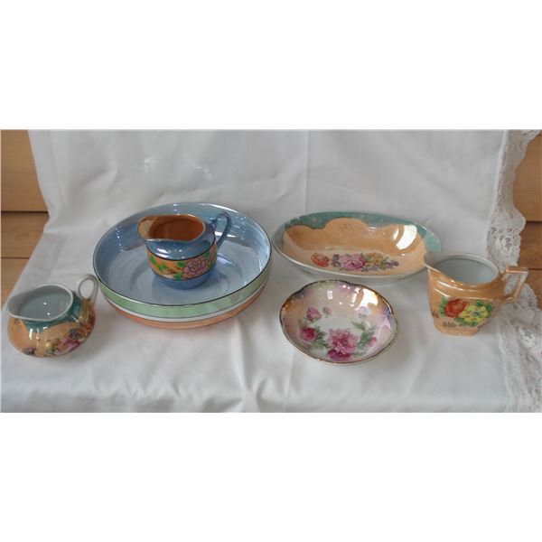 Vintage iridescent glazed dishware's