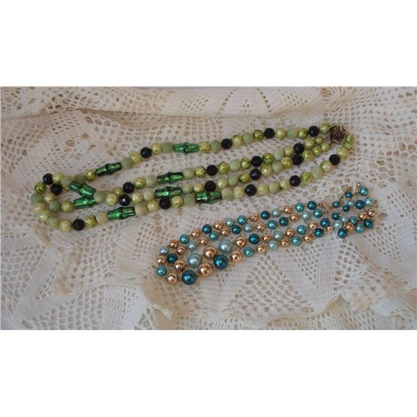 2 pairs of two-strand vintage bead necklaces